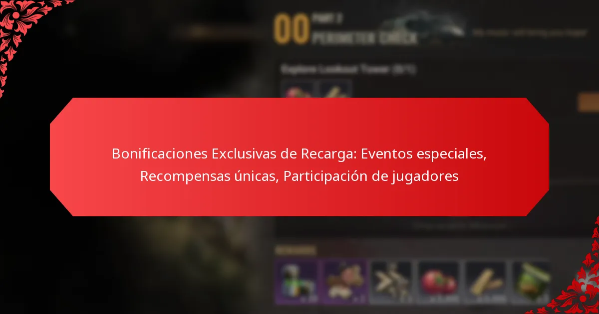 Bonificaciones Exclusivas de Recarga: Eventos especiales, Recompensas únicas, Participación de jugadores